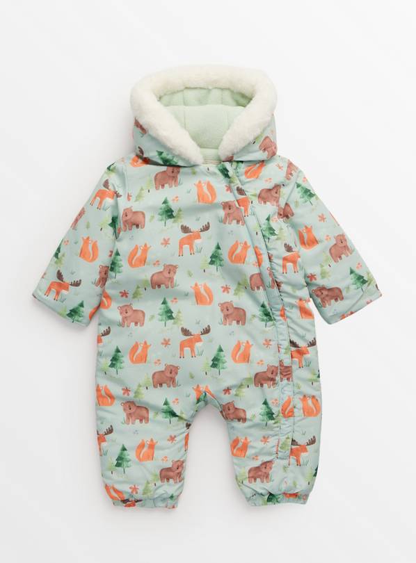 Sage Green Woodland Print Heavy Snowsuit 9-12 months